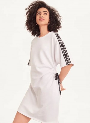 Peignoir DKNY Corta Sleeve Coton French Terry Femme Blanche | France_D0638