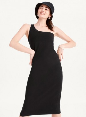 Peignoir DKNY Double Layer One Shoulder Femme Noir | France_D0252