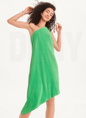 Peignoir DKNY One Shoulder Asymmetrical Femme Vert | France_D0839
