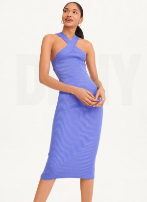 Peignoir DKNY Sans Manches Crossover Pull Femme Bleu | France_D0143