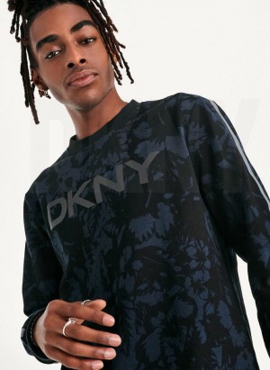 Sweats DKNY Tropical Print French Terry Crewneck Homme Indigo | France_D1074