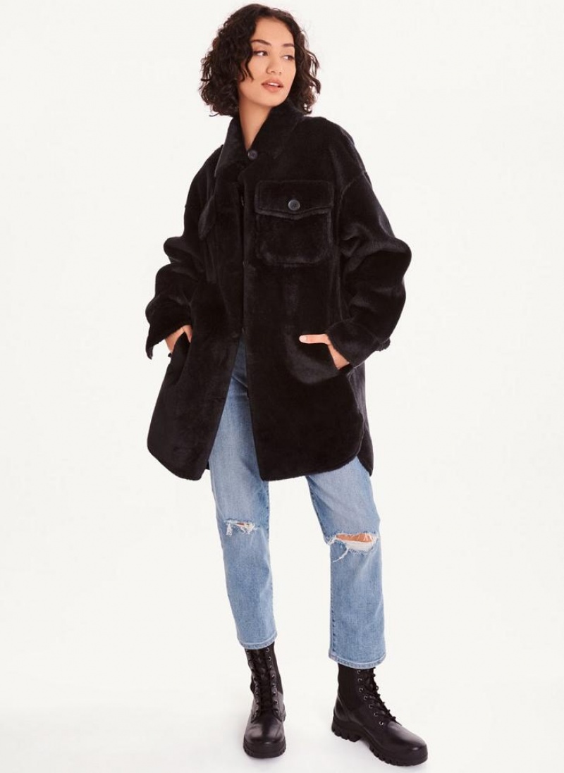 Vestes DKNY Faux Fur Shacket Femme Noir | France_D1195