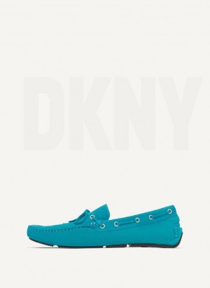 Basket DKNY Daim Driver Moccasin Homme Turquoise | France_D1851