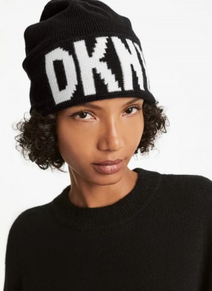 Bonnet DKNY Classiche Logo Femme Noir | France_D0132