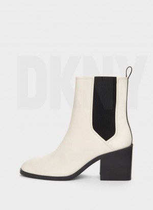 Botte DKNY Block Heel Chelsea Femme Blanche | France_D1657
