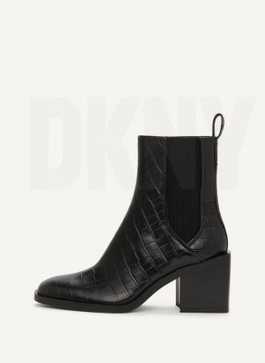 Botte DKNY Block Heel Croco Chelsea Femme Noir | France_D0124