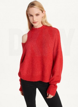 Chandails DKNY Cold Shoulder Femme Rouge Foncé | France_D0490