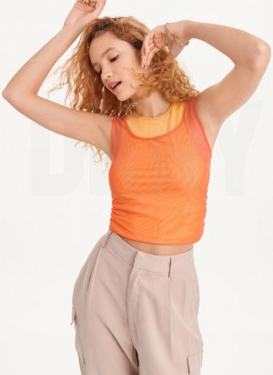 Debardeur DKNY Sans Manches Double Mesh Layer Femme Orange | France_D1980