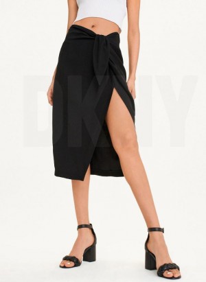 Jupes DKNY Tie Front Midi Femme Noir | France_D0215