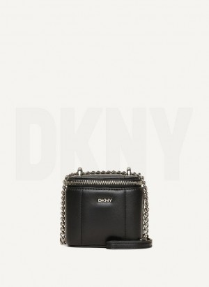 Sac Bandoulière DKNY Seva Mini Box Femme Noir Argent | France_D1067