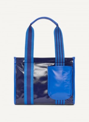 Sacs Fourre Tout DKNY Prospect Coated Tela Medium Femme Bleu | France_D1455
