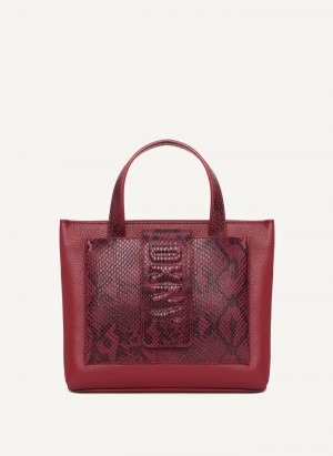 Sacs Fourre Tout DKNY Uptown Exotic Cuir Small Femme Rouge | France_D1083