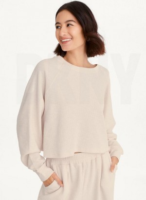 Sweats DKNY Tech Slub Cropped Pullover Femme Marron | France_D1917