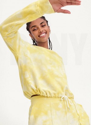 Sweats DKNY Tie Dye Crew Neck Pullover With Tie Femme Citron | France_D1260