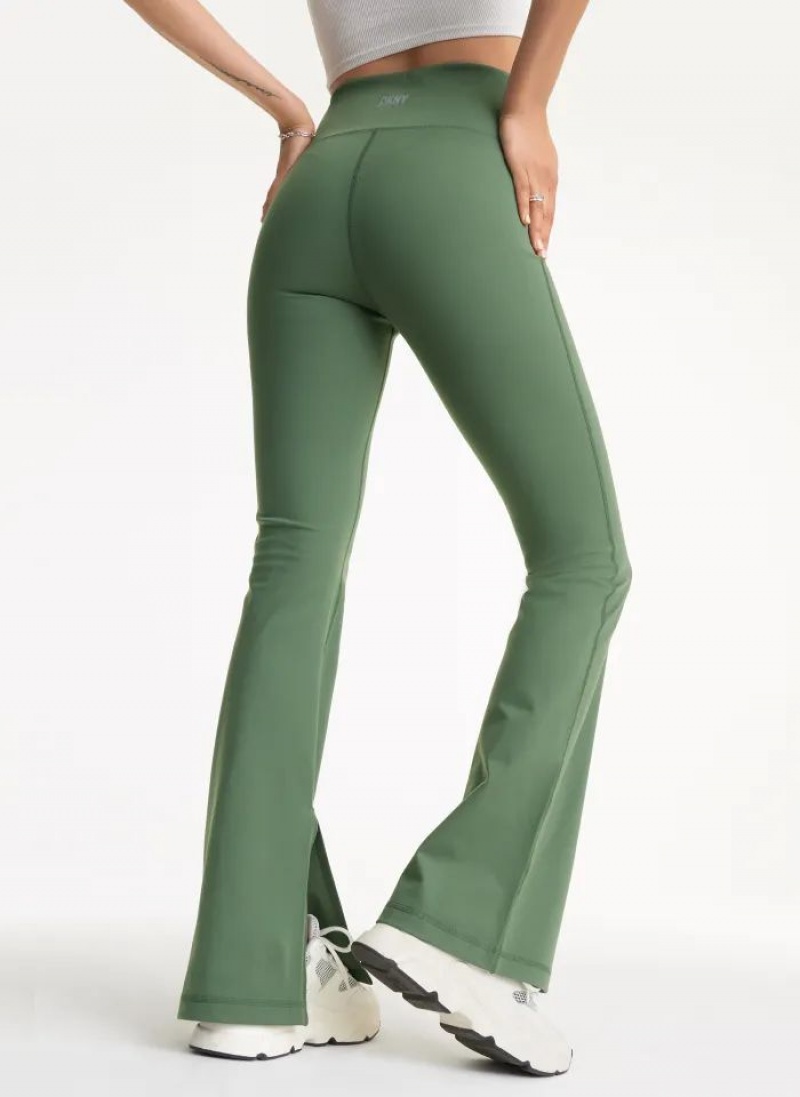 Leggings DKNY Balance Compression High-Taille Flare Tight with Slit Femme Vert Olive | France_D0588