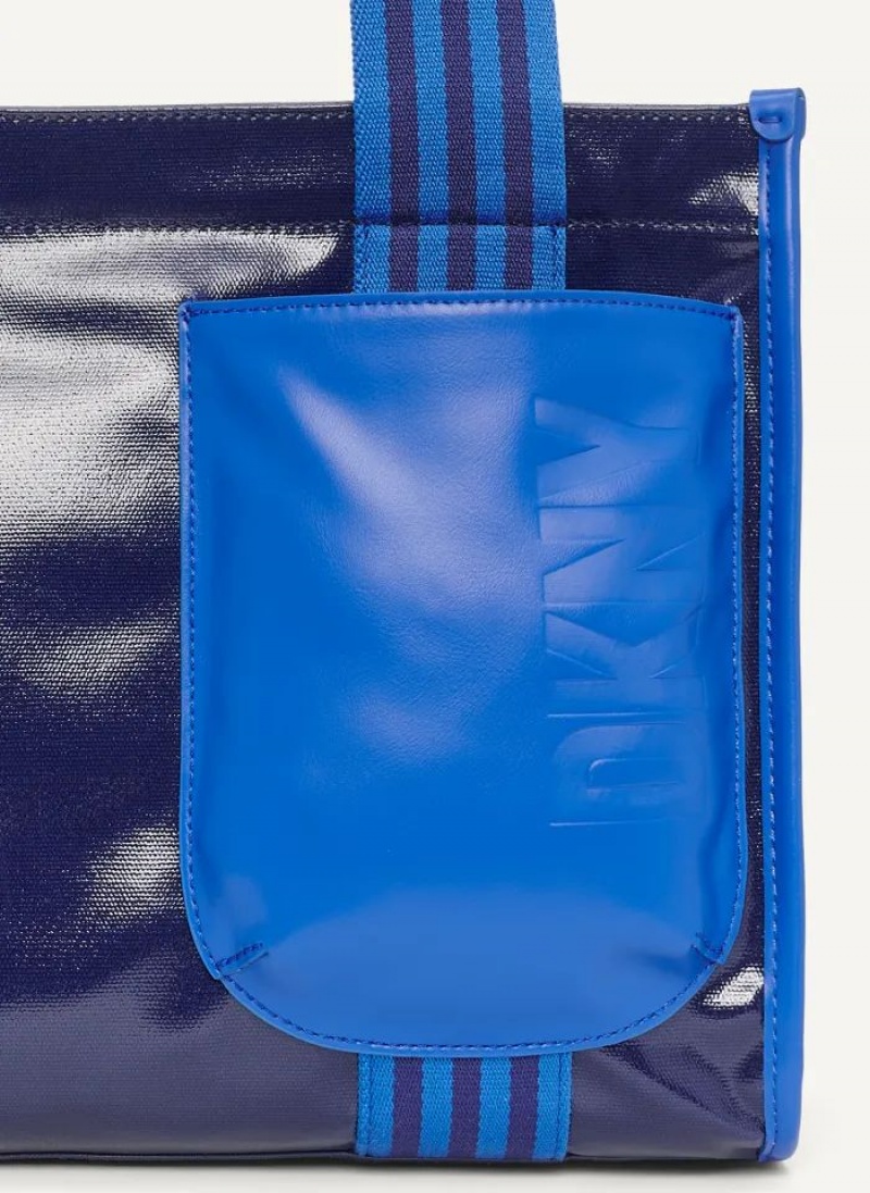 Sacs Fourre Tout DKNY Prospect Coated Tela Medium Femme Bleu | France_D1455